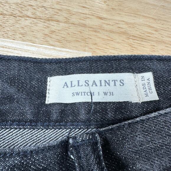 AllSaints NWT Switch Raw Hem Denim Shorts Washed Black Men's Size 31 Zip Fly - Picture 3 of 10